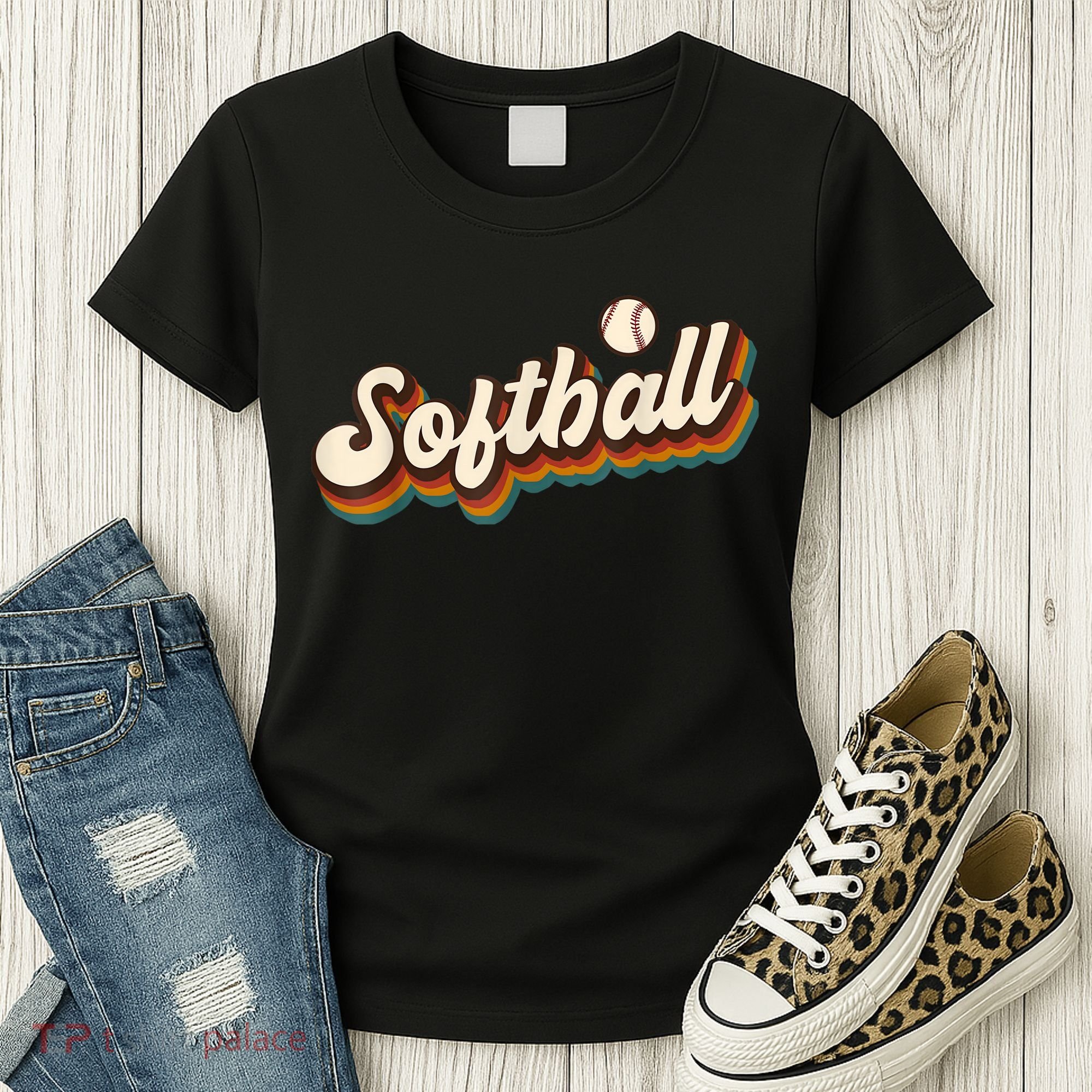 Retro Softball Graphic Softball Women's T-Shirt