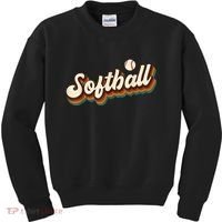 Retro Softball Graphic Softball Kids Sweatshirt thumb 0