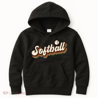 Retro Softball Graphic Softball Kids Hoodie thumb 0