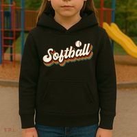 Retro Softball Graphic Softball Kids Hoodie thumb 3