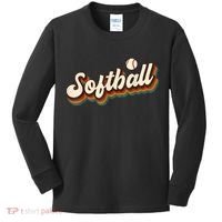 Retro Softball Graphic Softball Kids Long Sleeve Shirt thumb 0