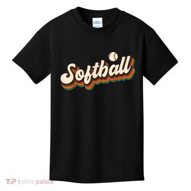 Retro Softball Graphic Softball Kids T-Shirt