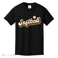 Retro Softball Graphic Softball Kids T-Shirt thumb 0