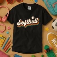 Retro Softball Graphic Softball Kids T-Shirt thumb 3