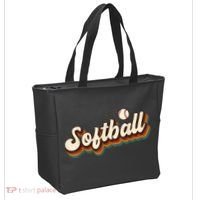 Retro Softball Graphic Softball Tote Bag thumb 2