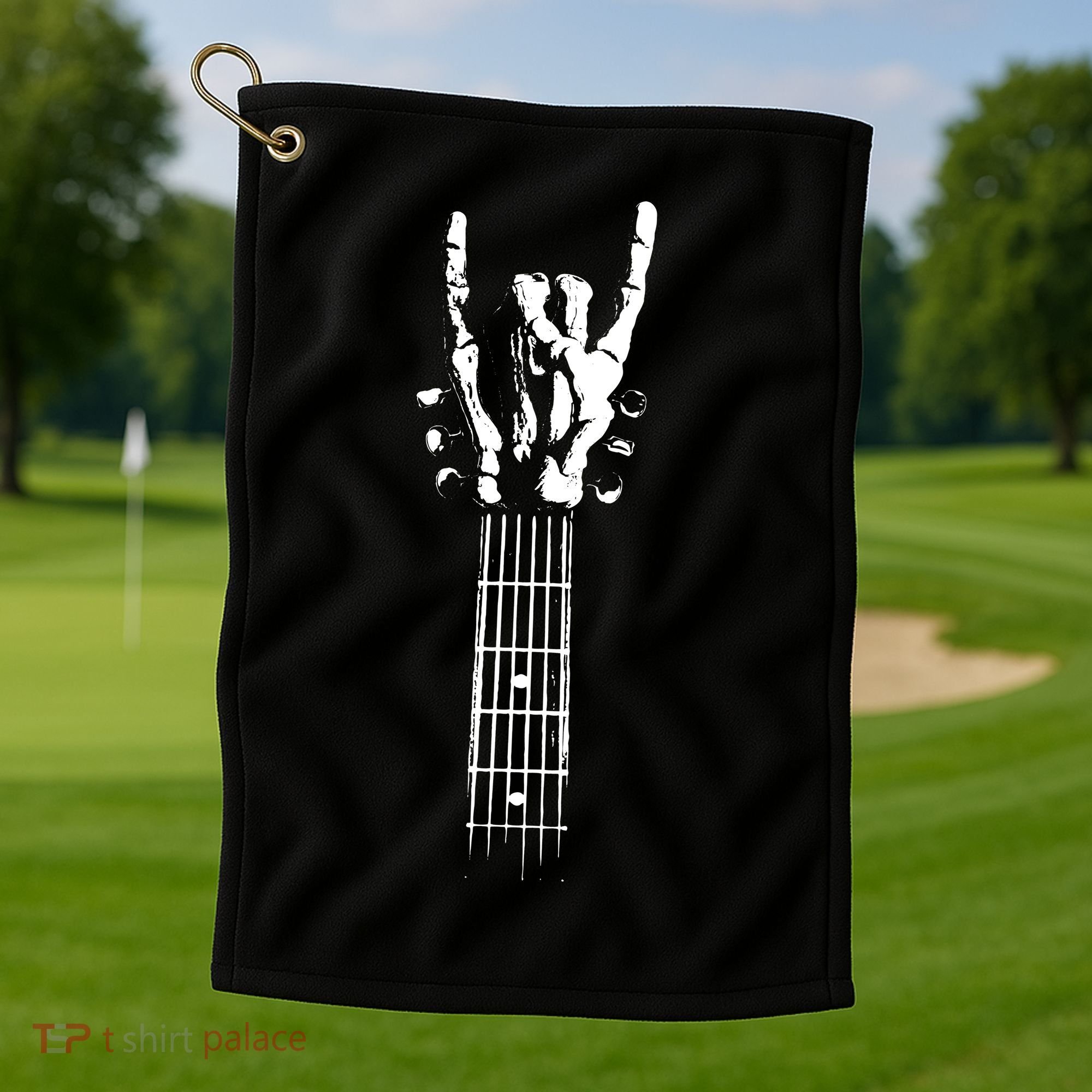 Rock Skeleton Guitar Golf Towel
