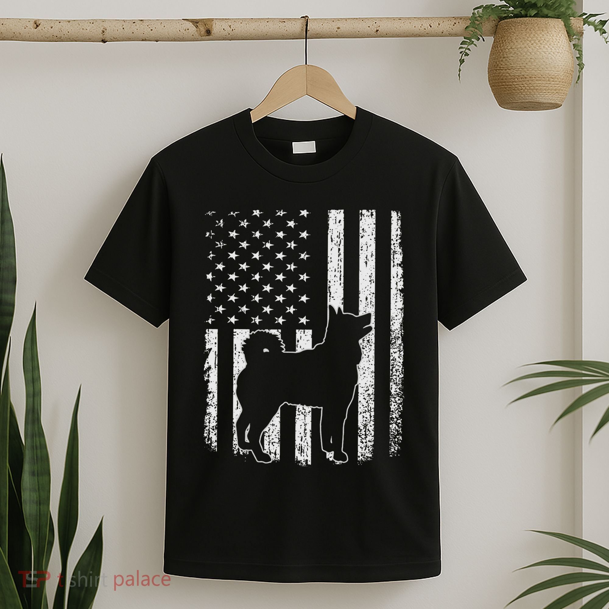 Retro Siberian Husky American Flag Dog Dad Dog Mom T-Shirt