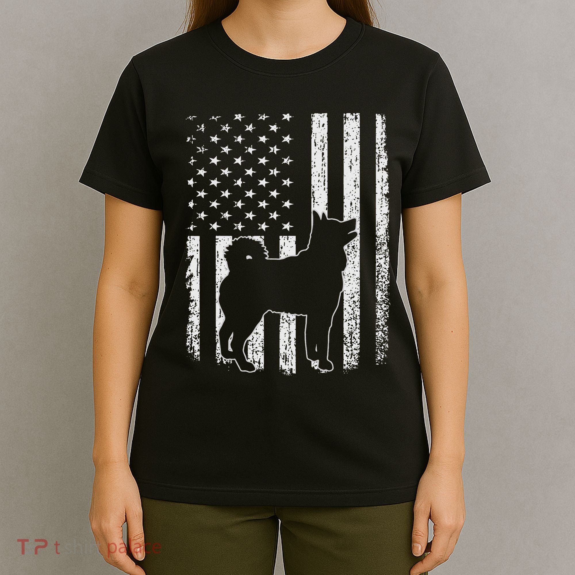 Retro Siberian Husky American Flag Dog Dad Dog Mom T-Shirt
