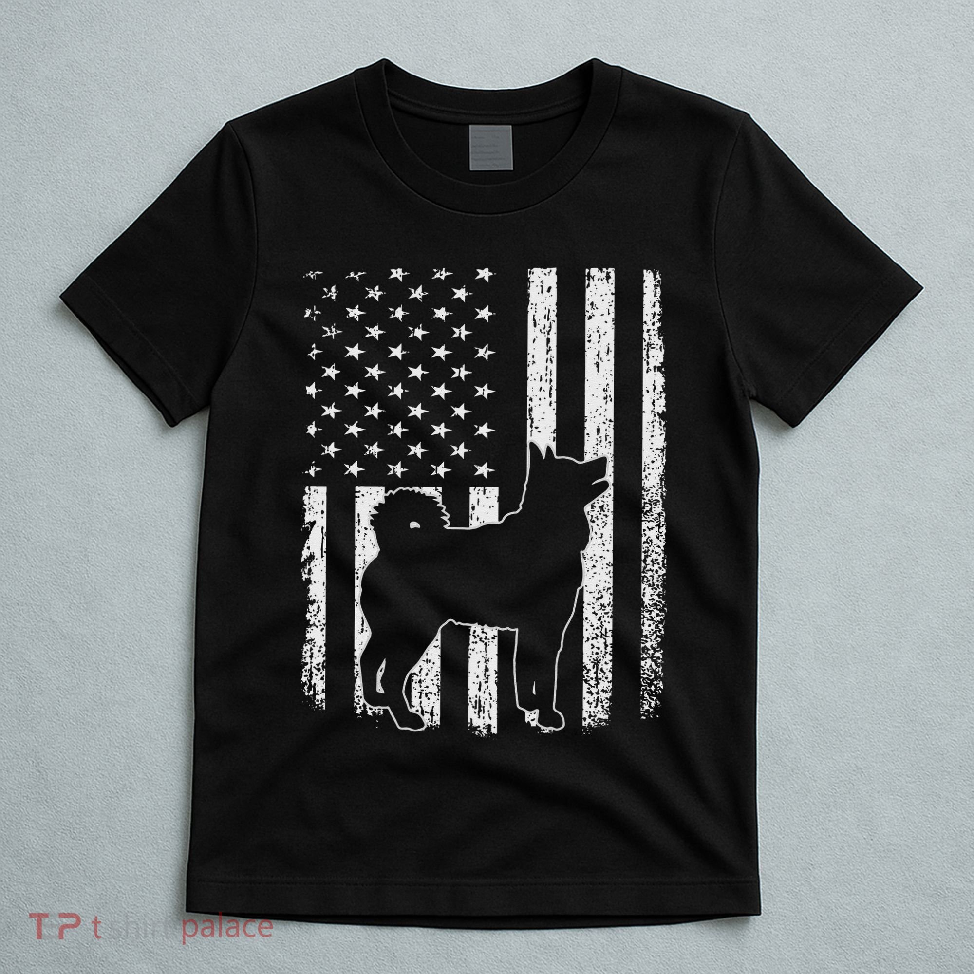 Retro Siberian Husky American Flag Dog Dad Dog Mom T-Shirt