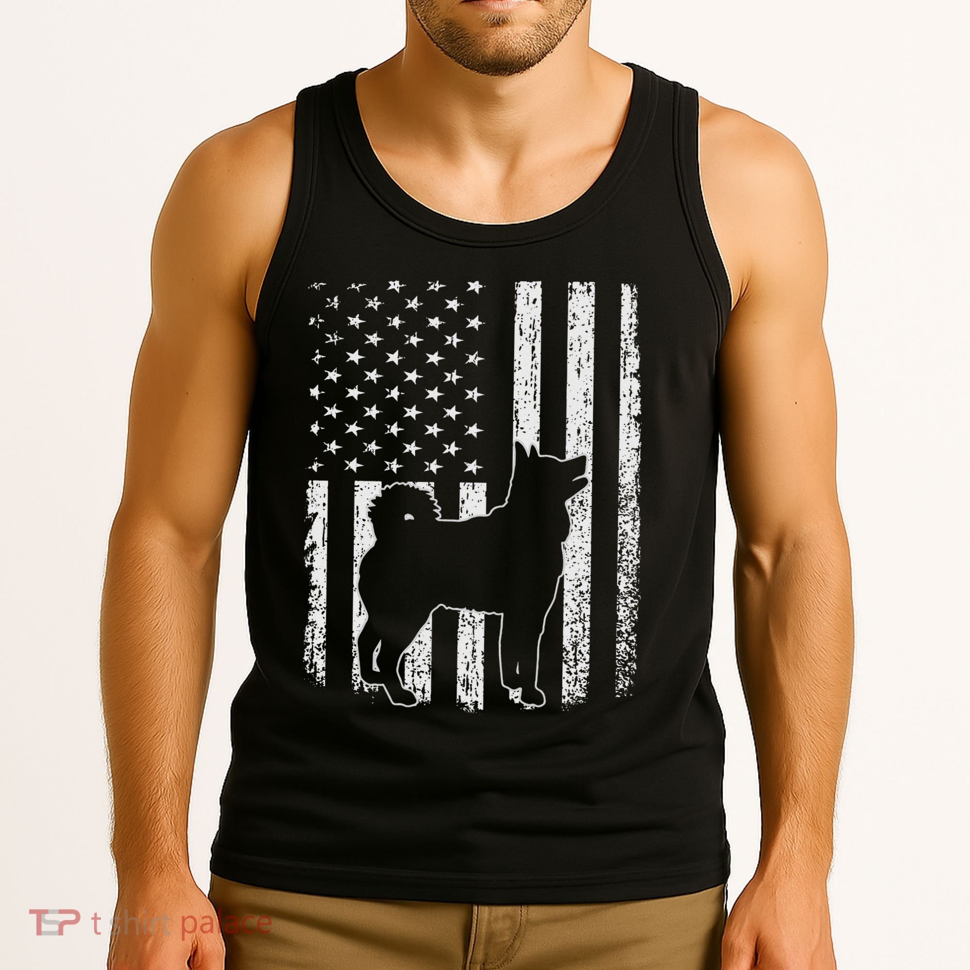 Retro Siberian Husky American Flag Dog Dad Dog Mom Tank Top
