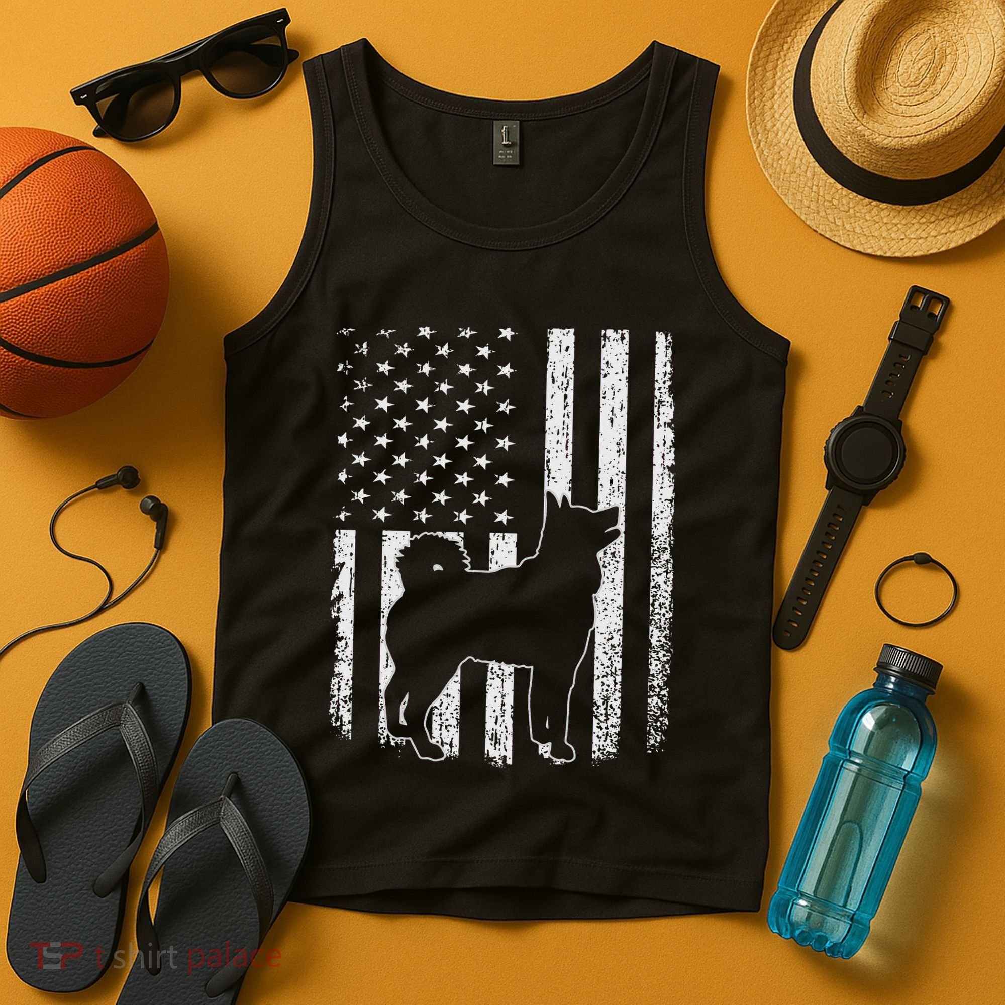 Retro Siberian Husky American Flag Dog Dad Dog Mom Tank Top