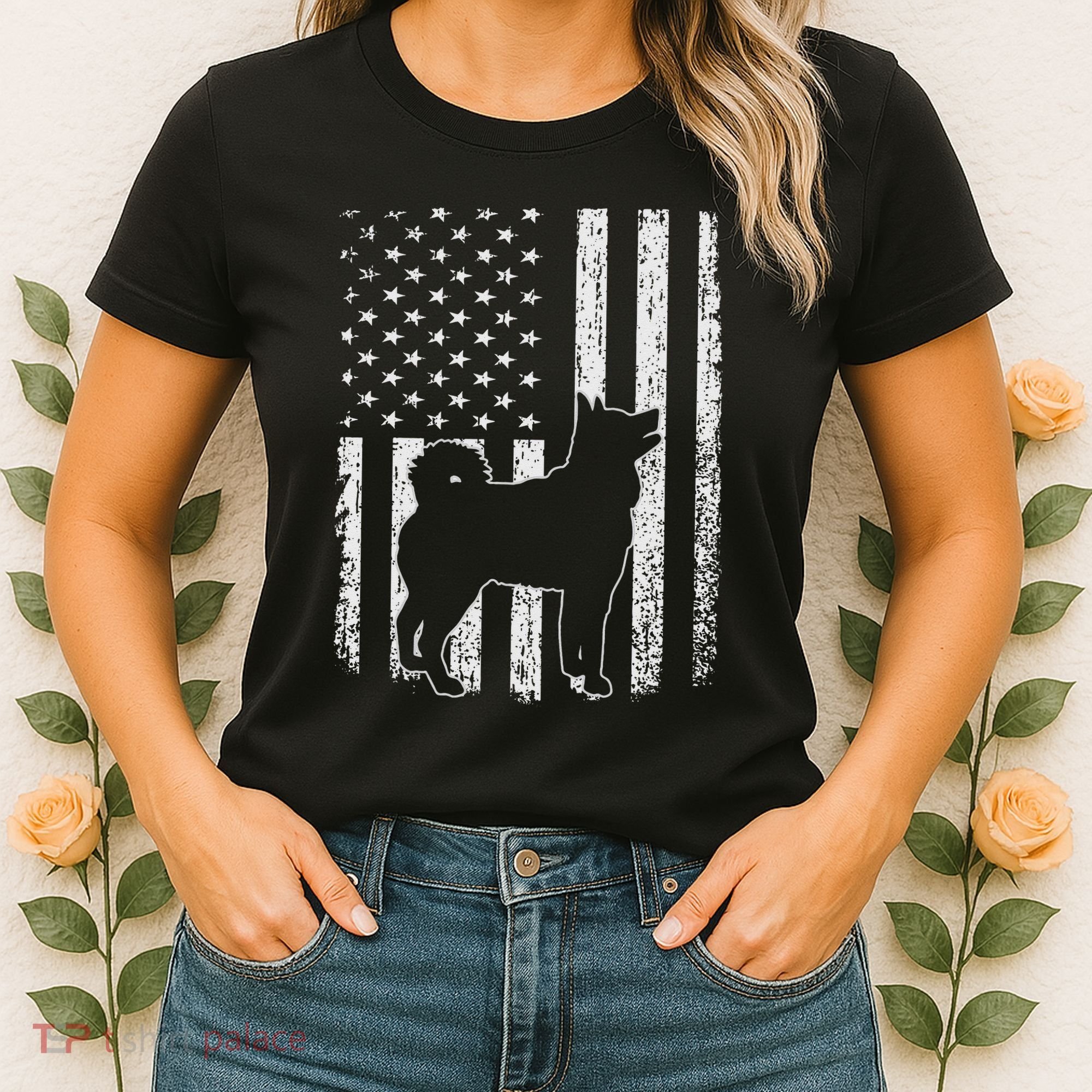 Retro Siberian Husky American Flag Dog Dad Dog Mom Women's T-Shirt