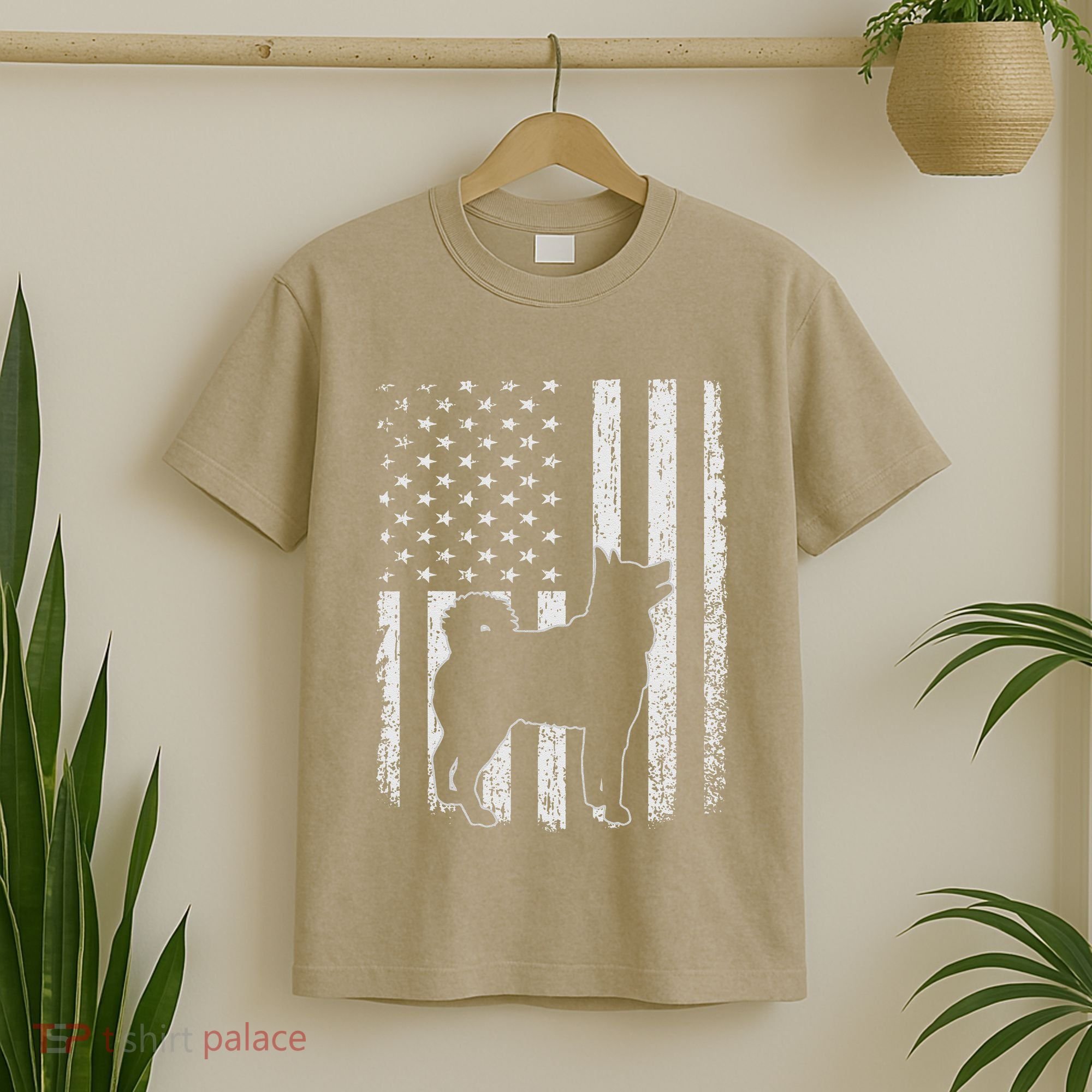 Retro Siberian Husky American Flag Dog Dad Dog Mom T-Shirt