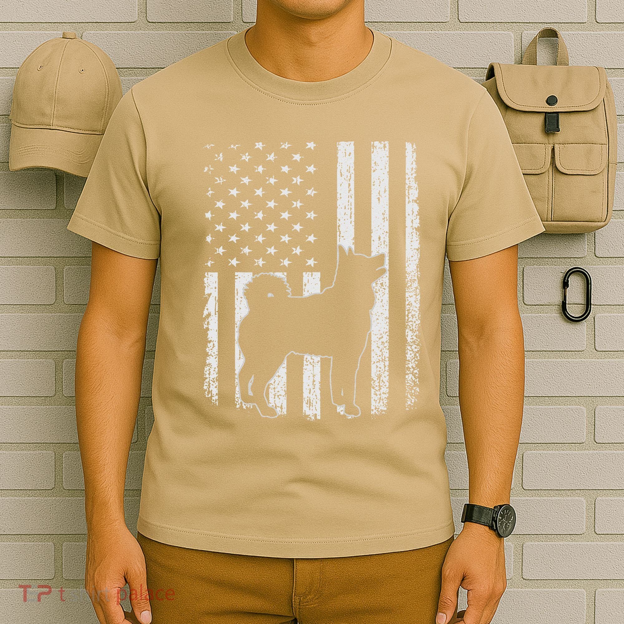 Retro Siberian Husky American Flag Dog Dad Dog Mom T-Shirt