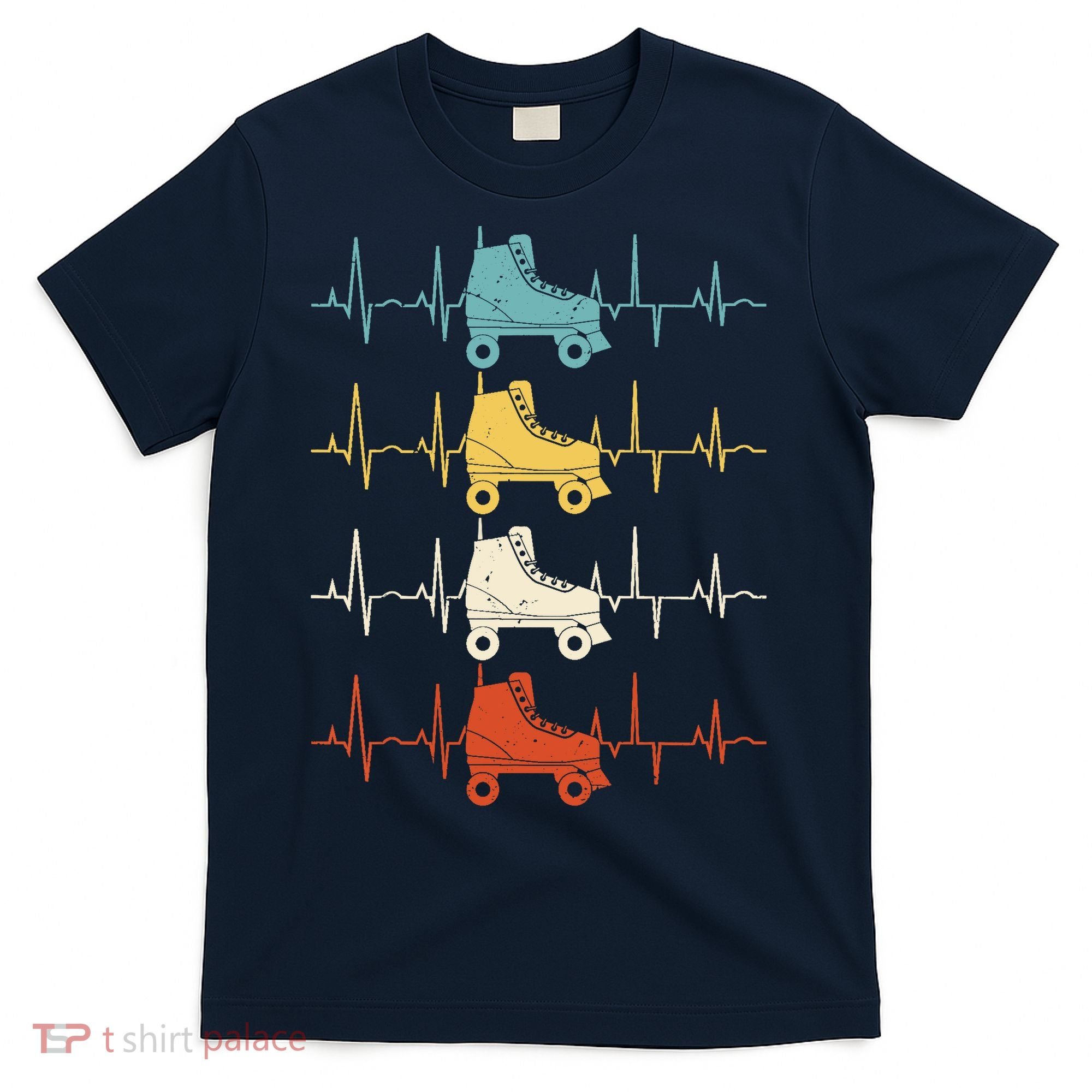 Roller Skate Heartbeat Skater Skating Retro Vintage 70s 80s T-Shirt