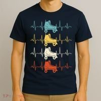 Roller Skate Heartbeat Skater Skating Retro Vintage 70s 80s T-Shirt thumb 3