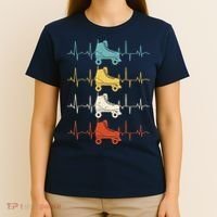 Roller Skate Heartbeat Skater Skating Retro Vintage 70s 80s T-Shirt thumb 4
