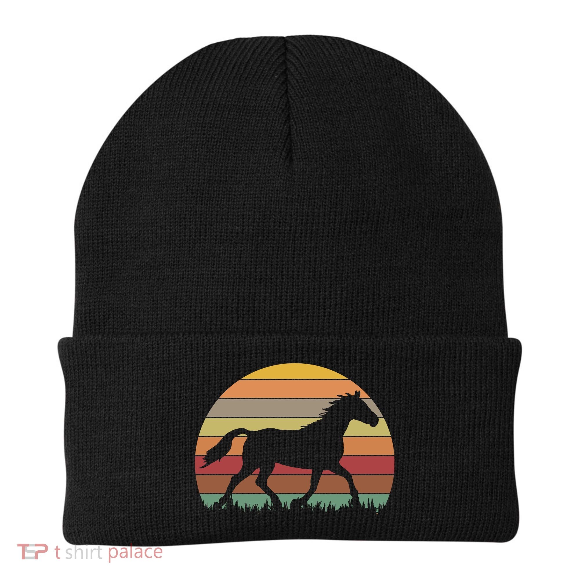 Retro Sunset Horse Beanie