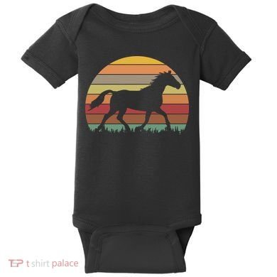 Retro Sunset Horse Baby Bodysuit