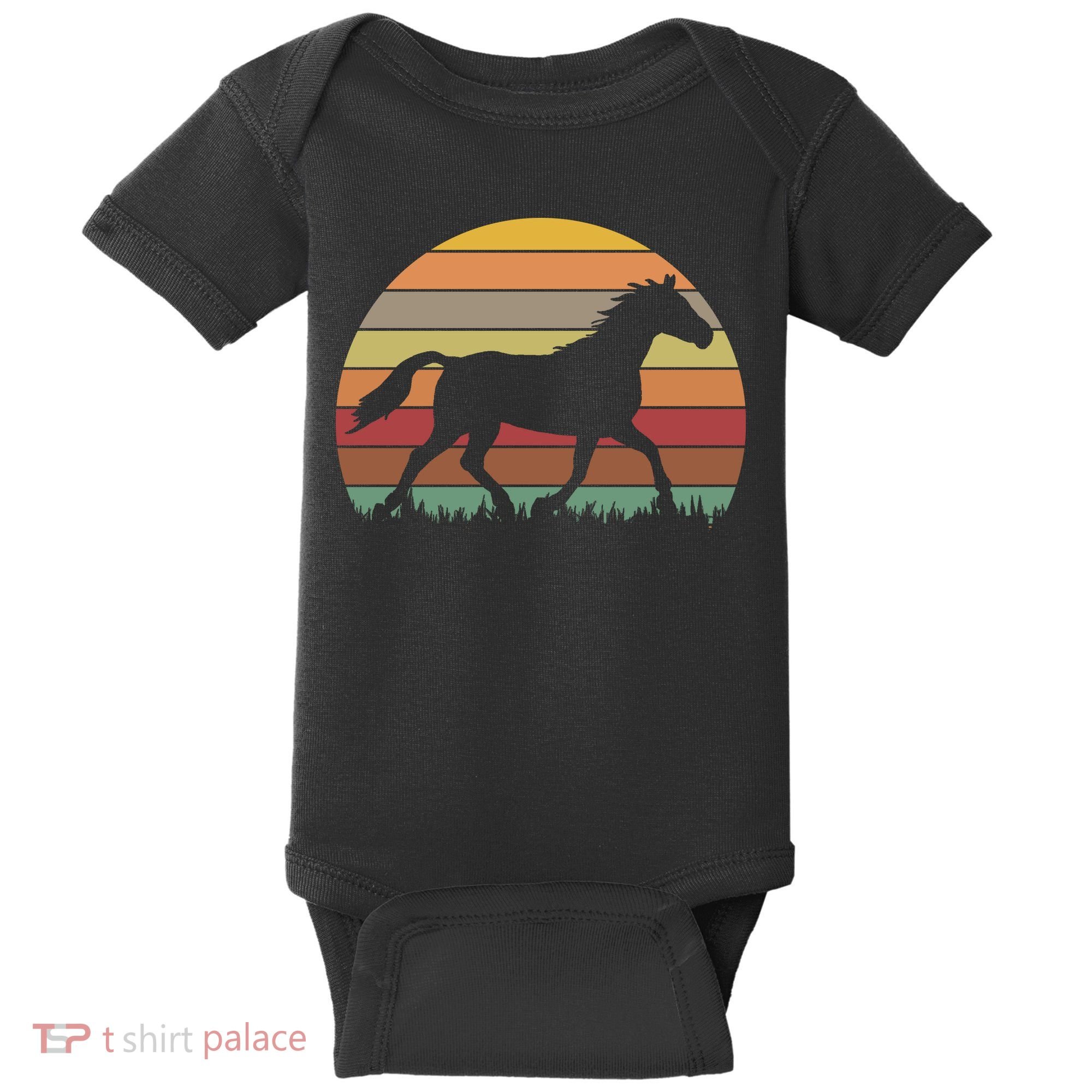 Retro Sunset Horse Baby Bodysuit