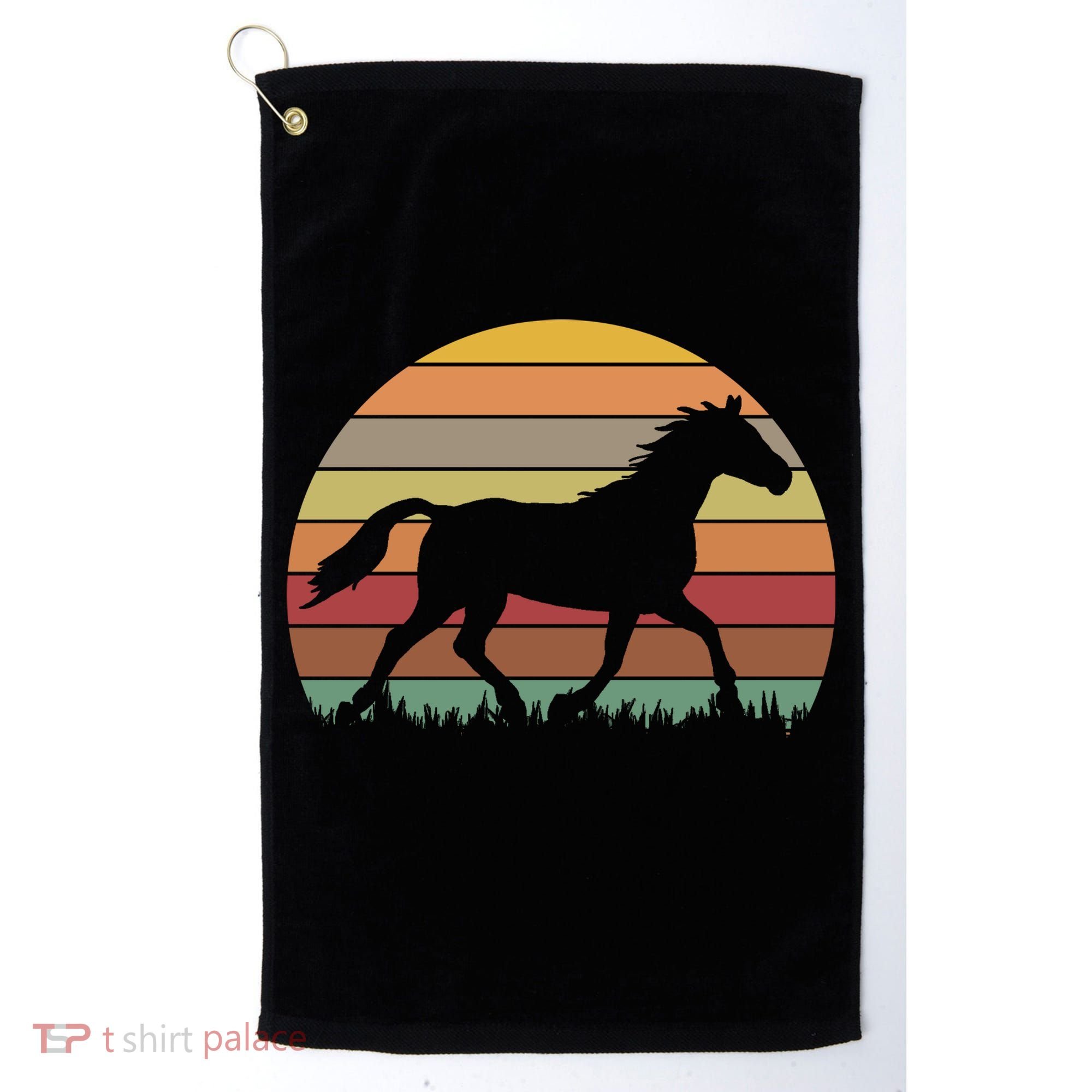 Retro Sunset Horse Golf Towel