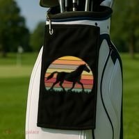 Retro Sunset Horse Golf Towel thumb 2