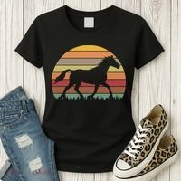 Retro Sunset Horse Women's T-Shirt thumb 3