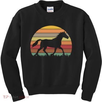 Retro Sunset Horse Kids Sweatshirt