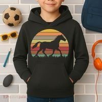 Retro Sunset Horse Kids Hoodie thumb 2