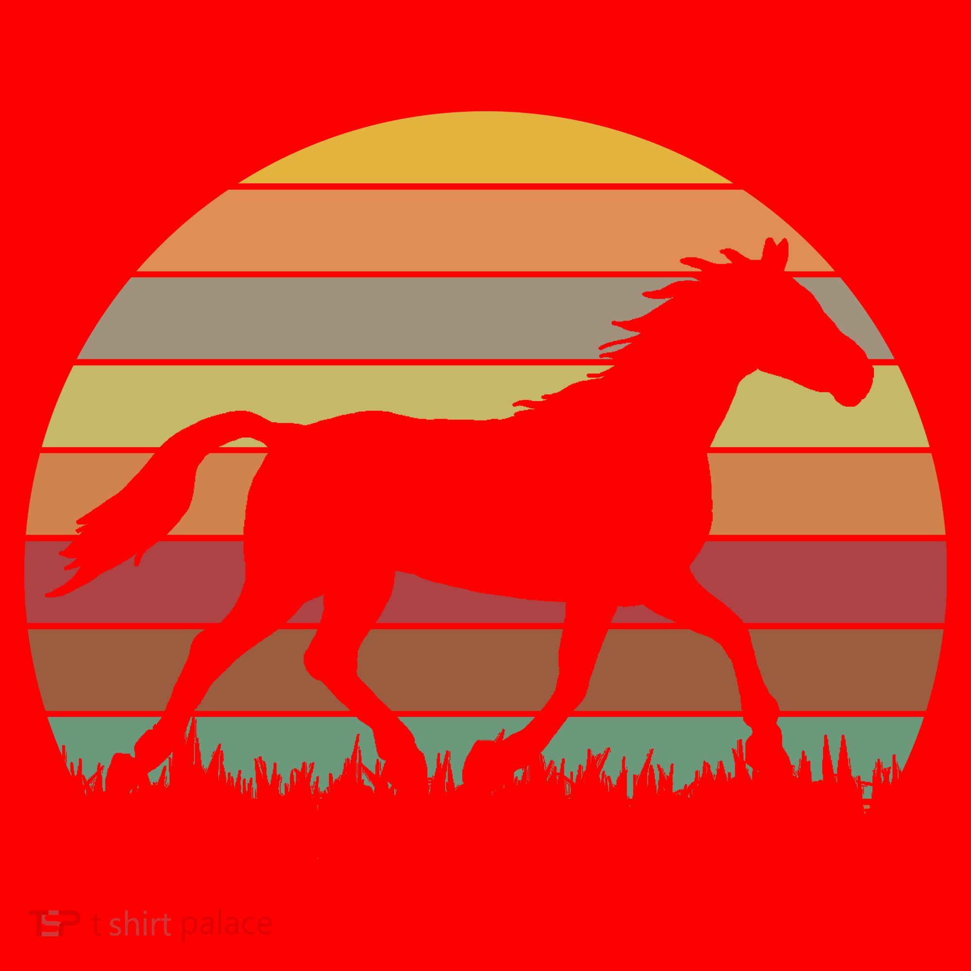 Retro Sunset Horse Santa Hat