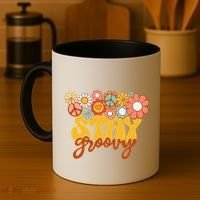Retro Sunflower Hippie Stay Groovy Positive Mind Happy Life Coffee Mug thumb 4