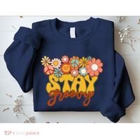 Retro Sunflower Hippie Stay Groovy Positive Mind Happy Life Sweatshirt thumb 2