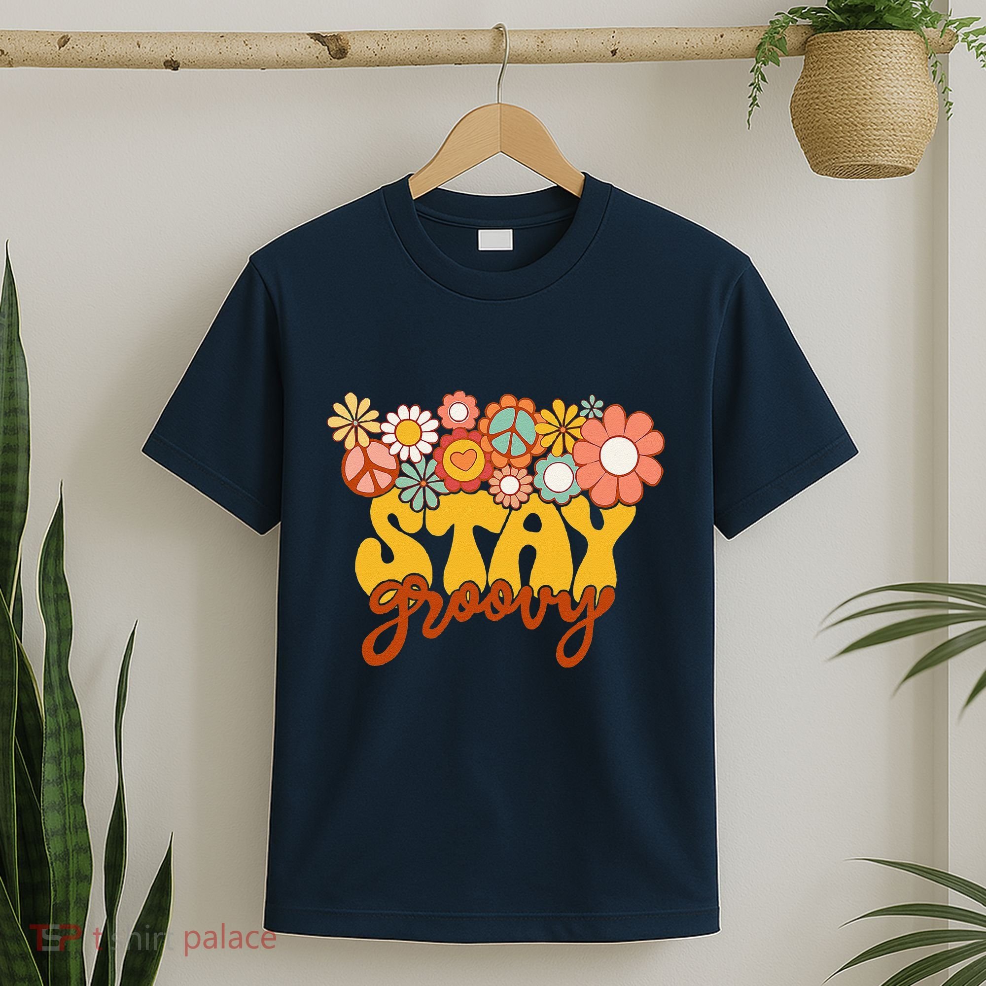Retro Sunflower Hippie Stay Groovy Positive Mind Happy Life T-Shirt