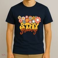Retro Sunflower Hippie Stay Groovy Positive Mind Happy Life T-Shirt thumb 3