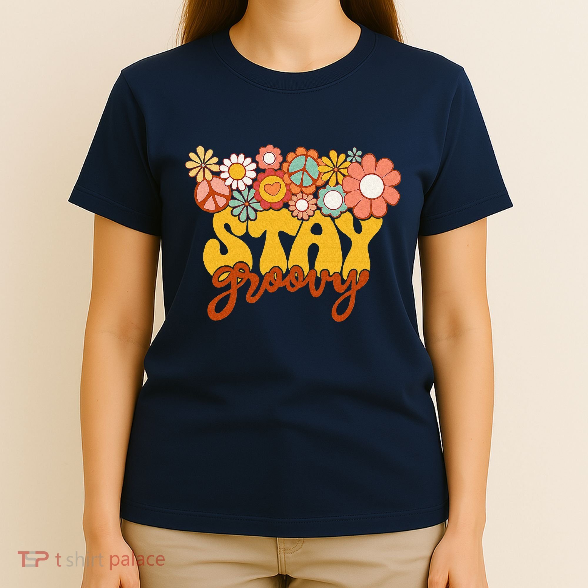 Retro Sunflower Hippie Stay Groovy Positive Mind Happy Life T-Shirt
