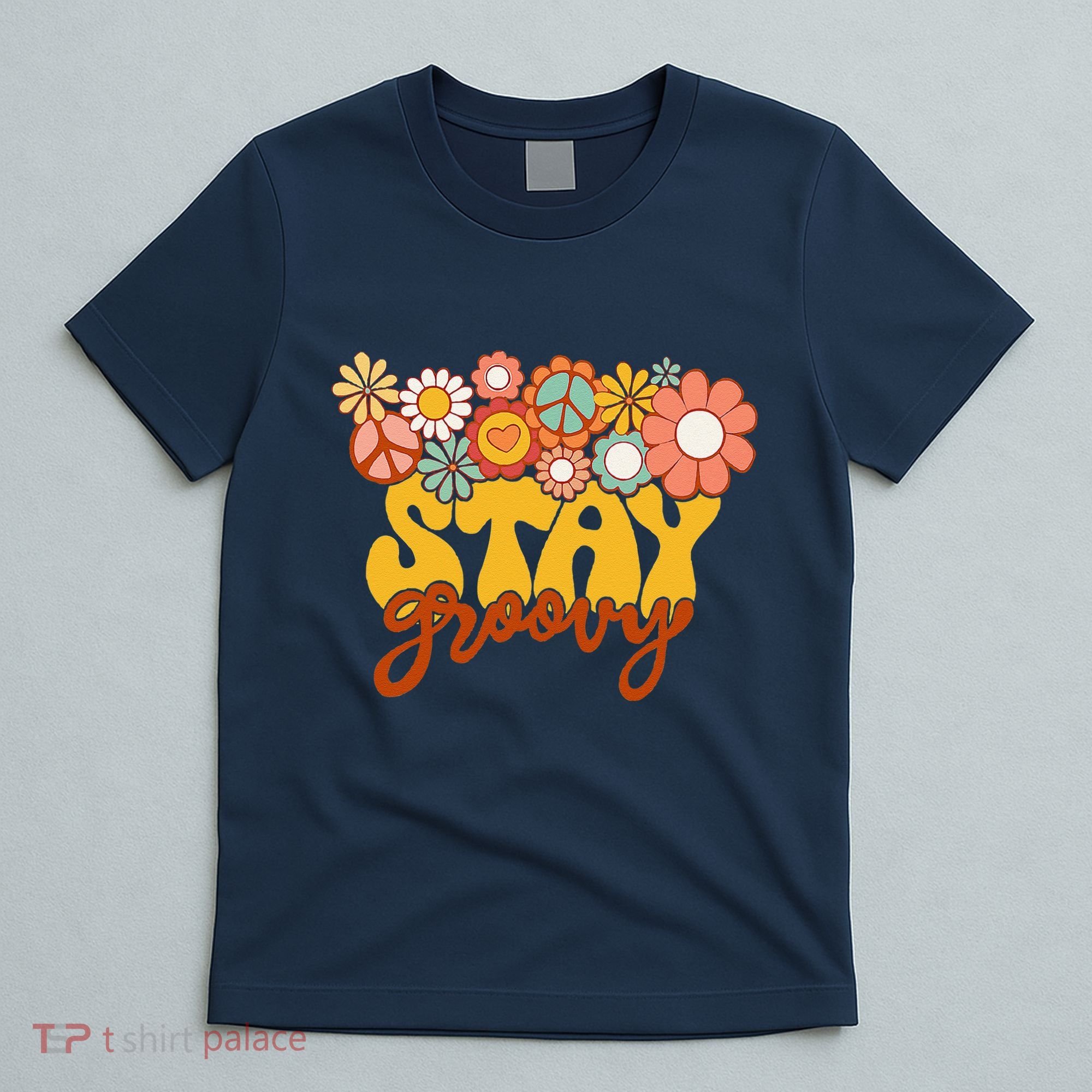 Retro Sunflower Hippie Stay Groovy Positive Mind Happy Life T-Shirt