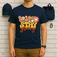 Retro Sunflower Hippie Stay Groovy Positive Mind Happy Life T-Shirt thumb 6