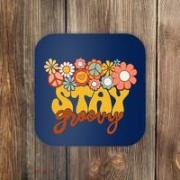Retro Sunflower Hippie Stay Groovy Positive Mind Happy Life Coaster thumb 0