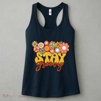 Retro Sunflower Hippie Stay Groovy Positive Mind Happy Life Women's Tank Top thumb 3