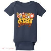 Retro Sunflower Hippie Stay Groovy Positive Mind Happy Life Baby Bodysuit thumb 0