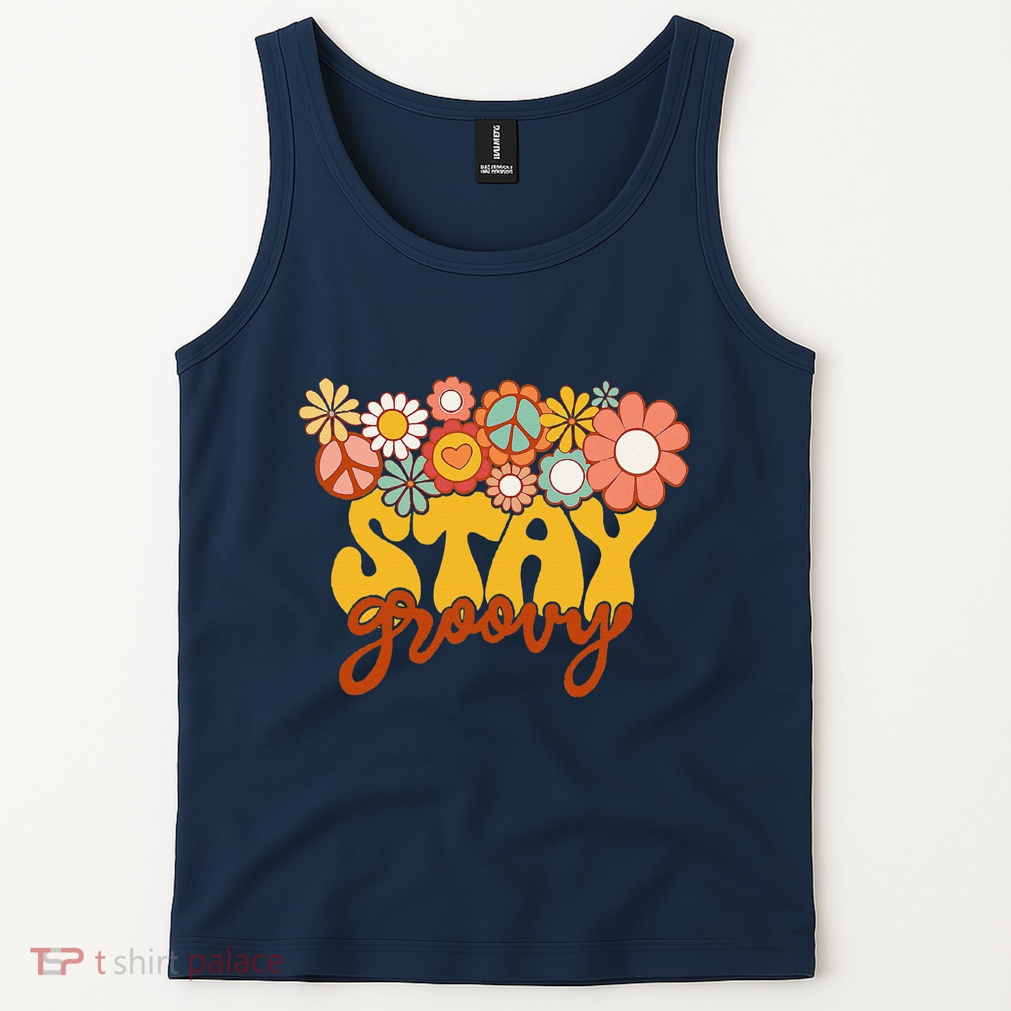 Retro Sunflower Hippie Stay Groovy Positive Mind Happy Life Tank Top