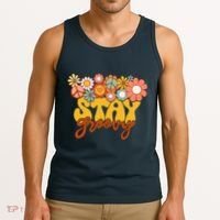 Retro Sunflower Hippie Stay Groovy Positive Mind Happy Life Tank Top thumb 3