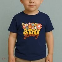 Retro Sunflower Hippie Stay Groovy Positive Mind Happy Life Toddler T-Shirt thumb 2