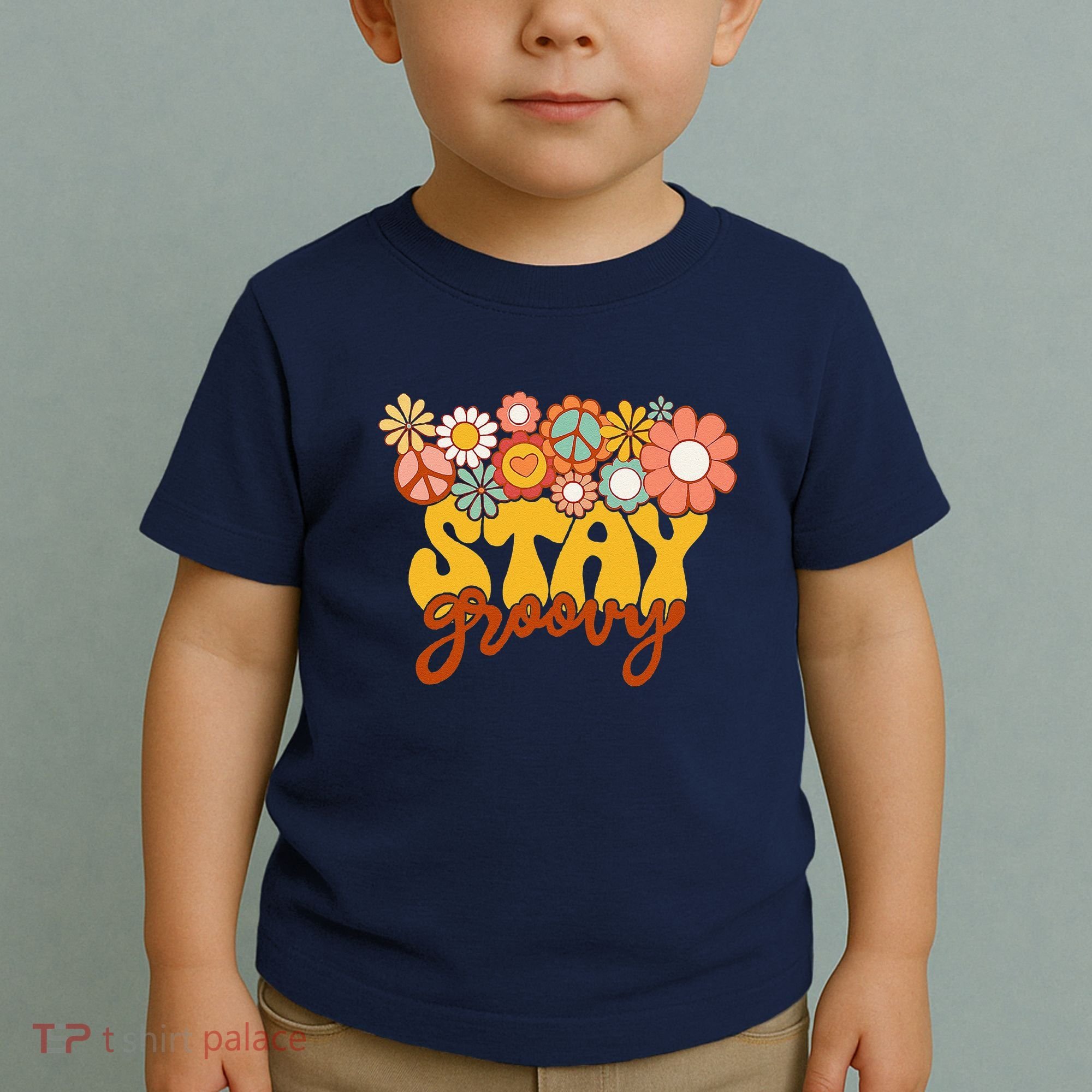 Retro Sunflower Hippie Stay Groovy Positive Mind Happy Life Toddler T-Shirt