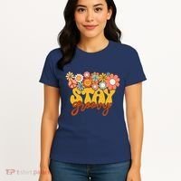 Retro Sunflower Hippie Stay Groovy Positive Mind Happy Life Women's T-Shirt thumb 4