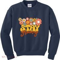 Retro Sunflower Hippie Stay Groovy Positive Mind Happy Life Kids Sweatshirt thumb 0