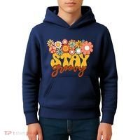 Retro Sunflower Hippie Stay Groovy Positive Mind Happy Life Kids Hoodie thumb 4