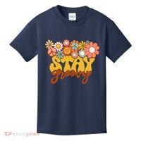 Retro Sunflower Hippie Stay Groovy Positive Mind Happy Life Kids T-Shirt thumb 0