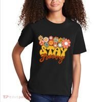 Retro Sunflower Hippie Stay Groovy Positive Mind Happy Life Kids T-Shirt thumb 2