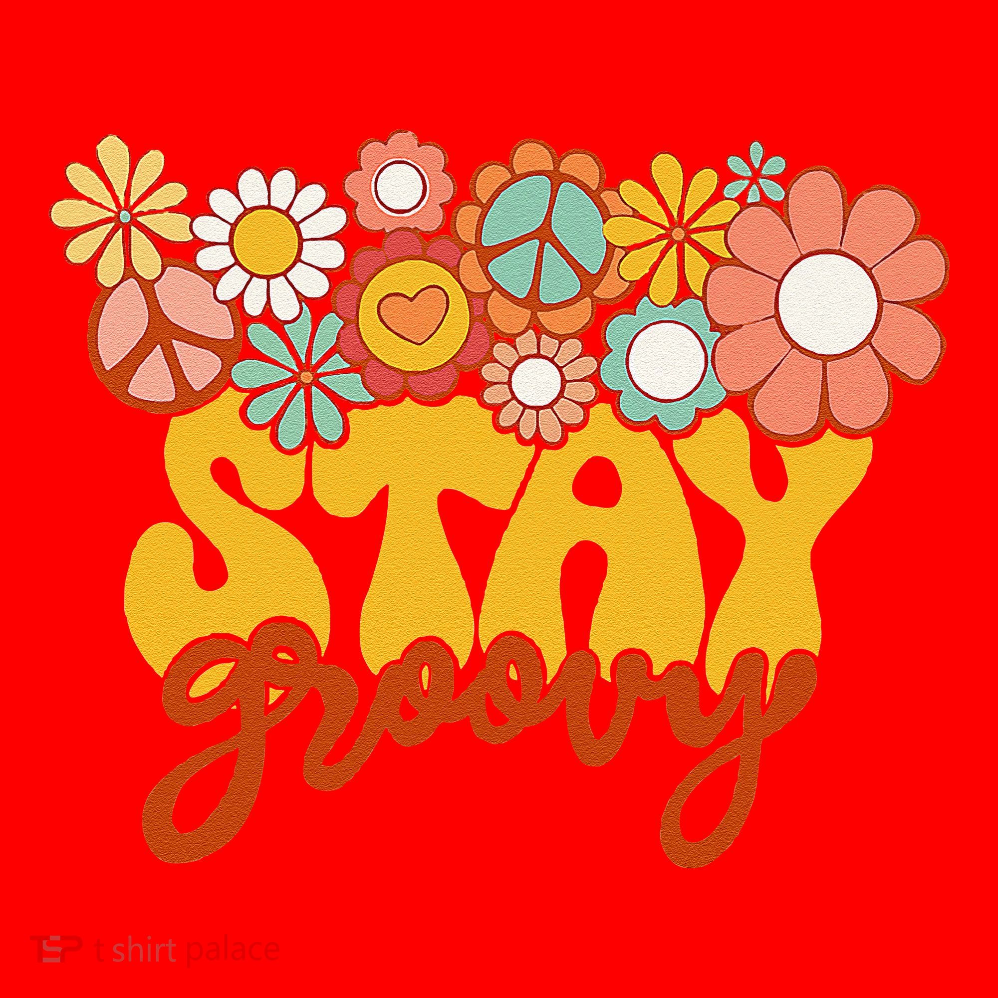 Retro Sunflower Hippie Stay Groovy Positive Mind Happy Life Santa Hat